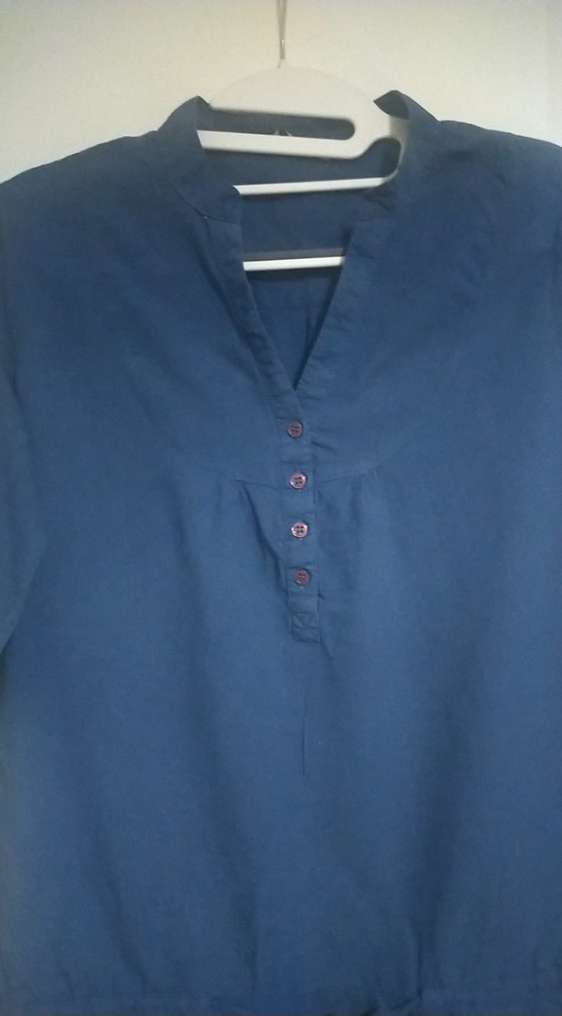 Lacivert V Yaka Düğmeli Tunik - Görsel 2