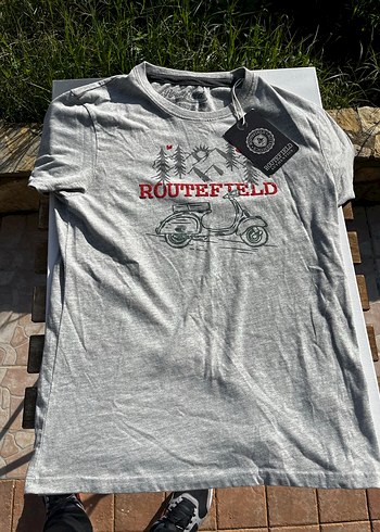 Gri Biker Baskılı Erkek Tişört - Görsel 3