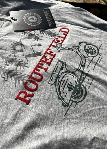 Gri Biker Baskılı Erkek Tişört - Görsel 2