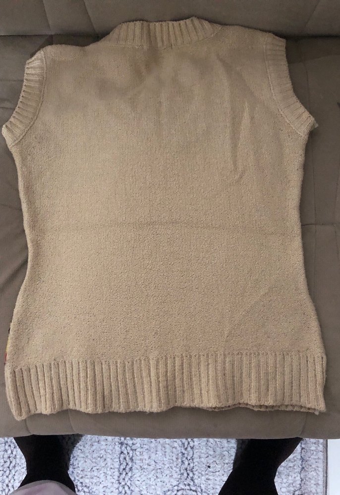 Renkli Örgü Kadın Süveter, Kolsuz, Bohem - Görsel 3