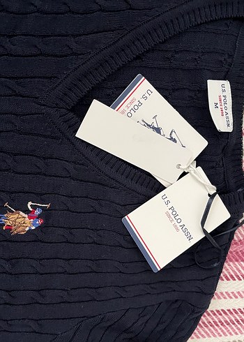 m Beden us polo assn Mavi Triko Boğazlı Kadın Kazak
