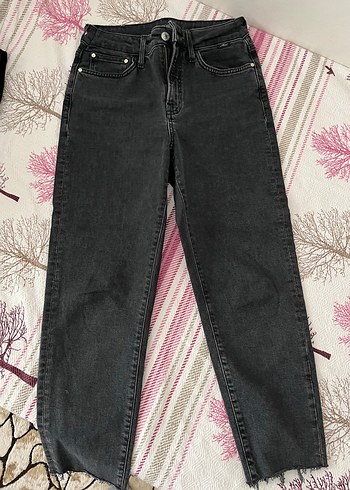 Gri Regular Fit Midi Kadın Kot Pantolon
