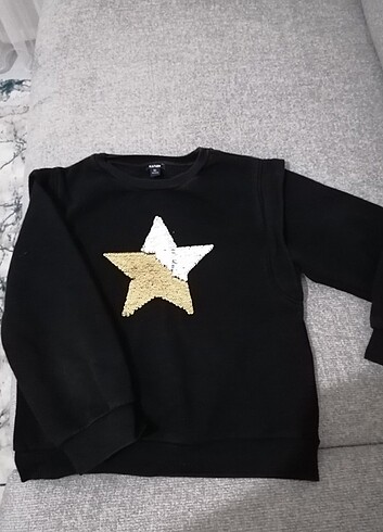Kız Çocuğu Renk Değiştiren Yıldız Detaylı Sweatshirt