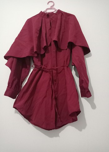 Bordo Uzun Kollu Bohem Kadın Elbise - Görsel 2