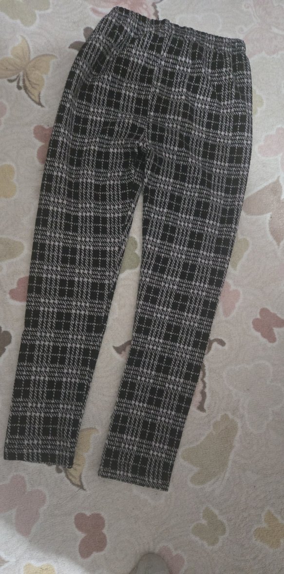 Kız Çocuk Gri Ekoseli Düğmeli Tayt - Görsel 2