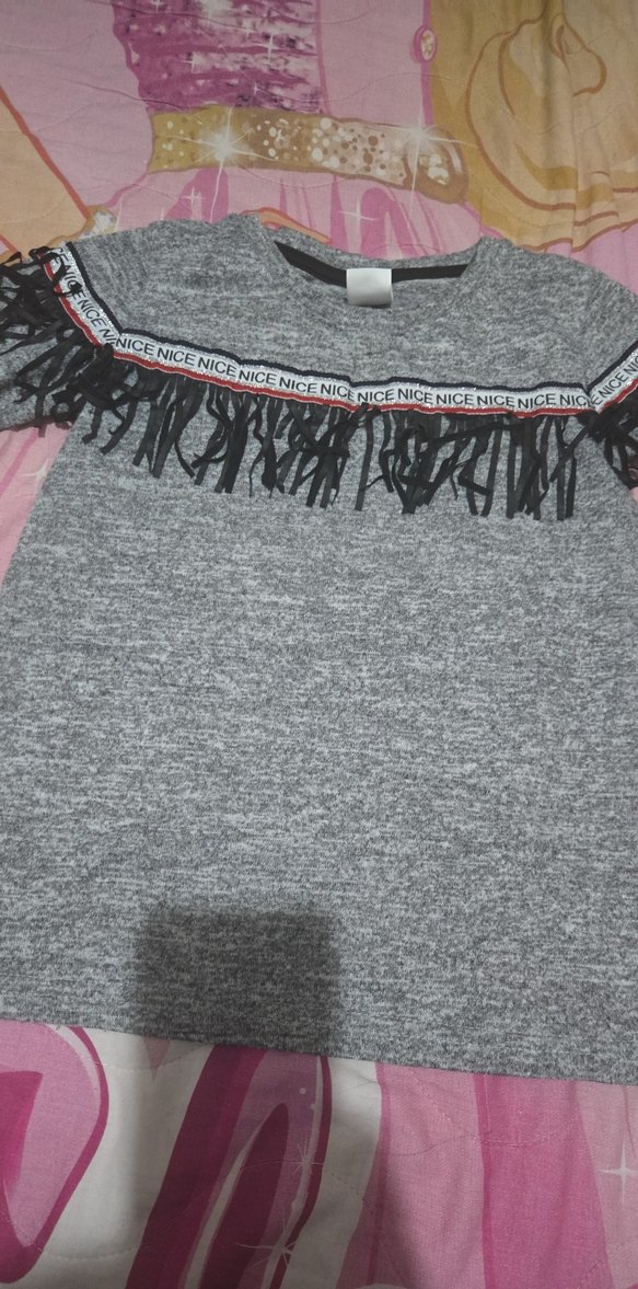 Kız Çocuk Gri Uzun Kollu Triko Sweatshirt - Görsel 2