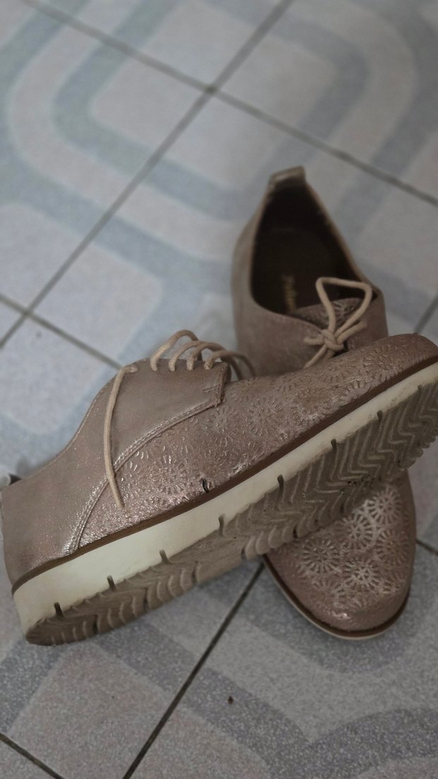 Bej Yılan Desenli Dolgu Topuklu Ayakkabı - Görsel 5