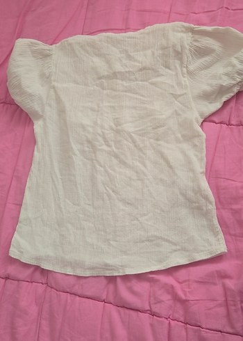 Kız Çocuk Beyaz Keten Fırfırlı Bluz - Görsel 3