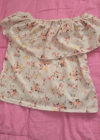 Bej Çiçekli Fırfırlı Bohem Bluz - Görsel 2