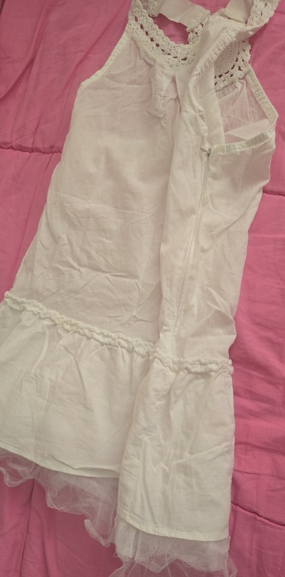 Kız Çocuk Beyaz Fırfırlı Straplez Elbise - Görsel 3