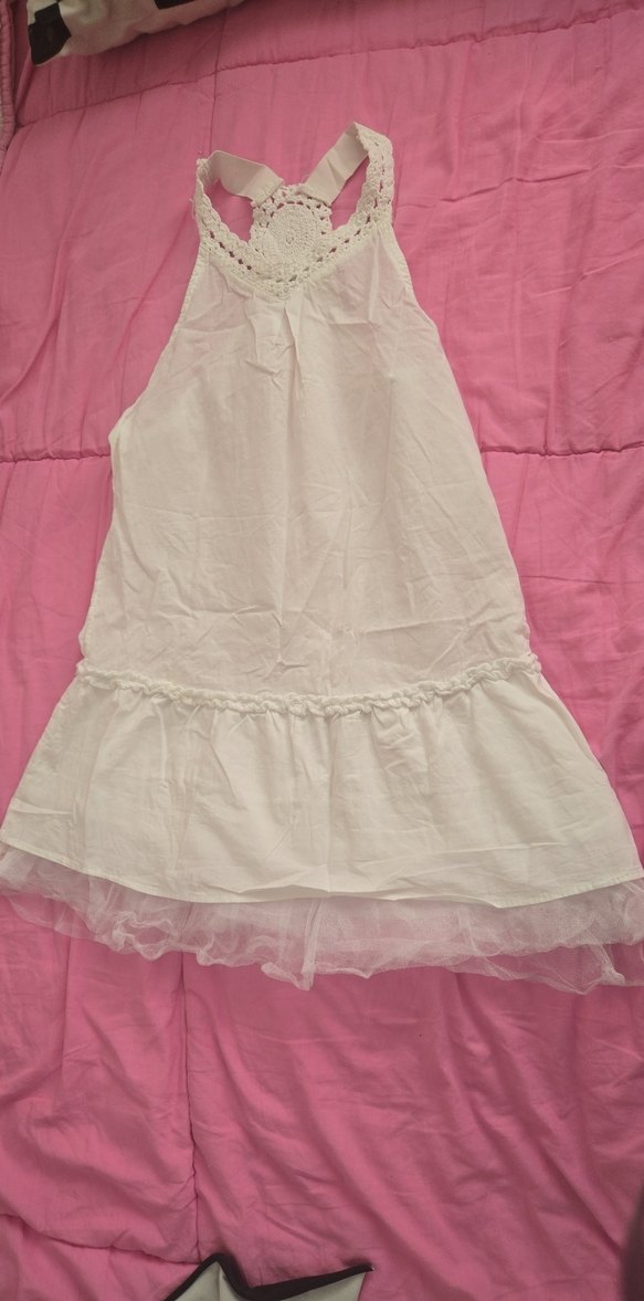 Kız Çocuk Beyaz Fırfırlı Straplez Elbise - Görsel 2