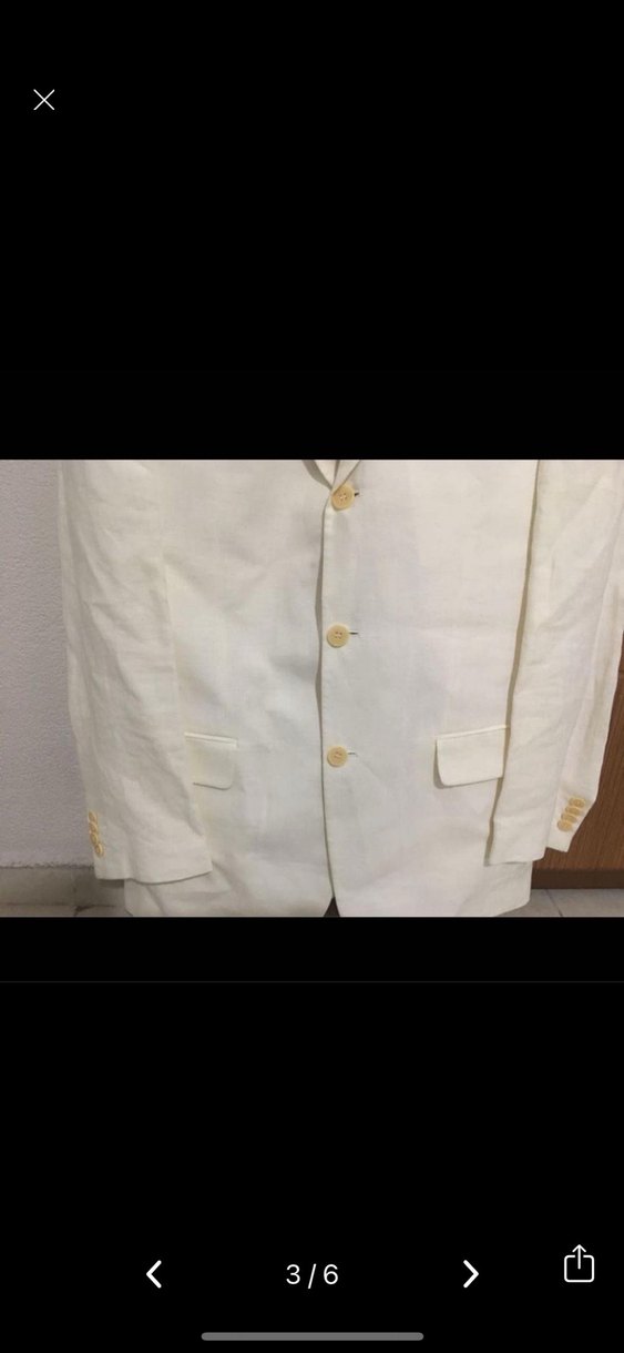 Düğmeli Beyaz Erkek Takım Elbise Ceket - Görsel 3