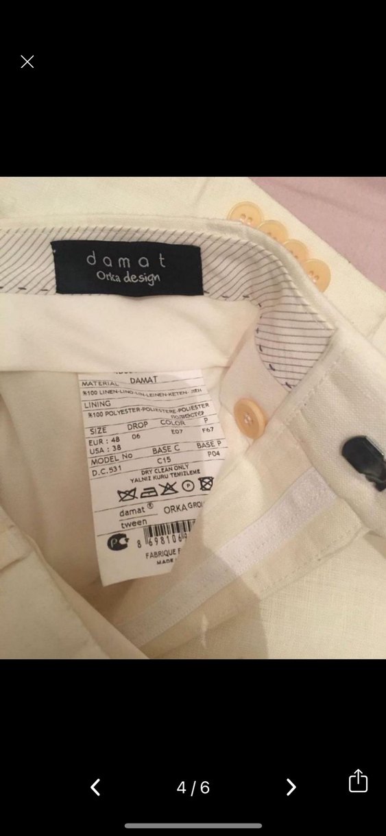 Düğmeli Beyaz Erkek Takım Elbise Ceket - Görsel 4