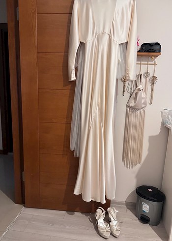 Beyaz Straplez Bohem A Kesim Uzun Gelinlik - Görsel 2