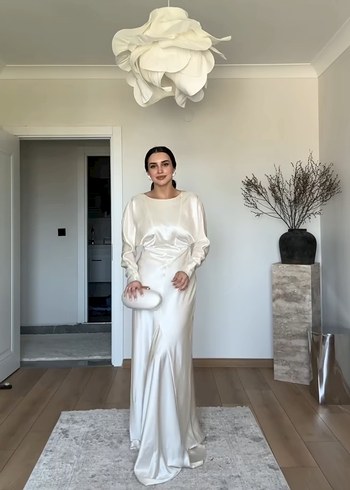 Beyaz Straplez Bohem A Kesim Uzun Gelinlik - Görsel 6