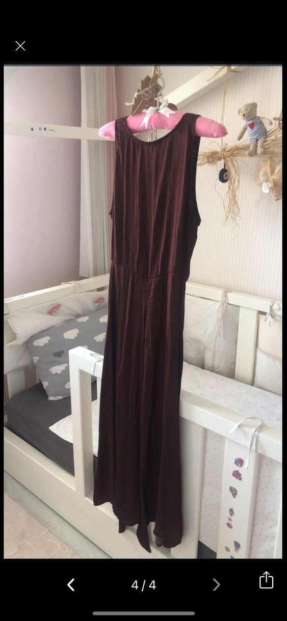 Oysho orjinal 
Bordo V Yakalı Uzun Elbise - Görsel 3