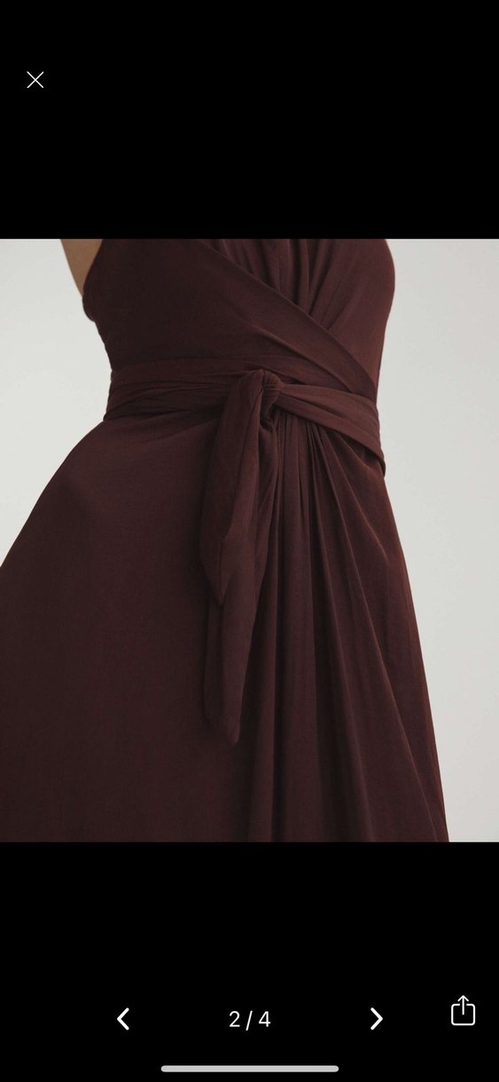Oysho orjinal 
Bordo V Yakalı Uzun Elbise - Görsel 2