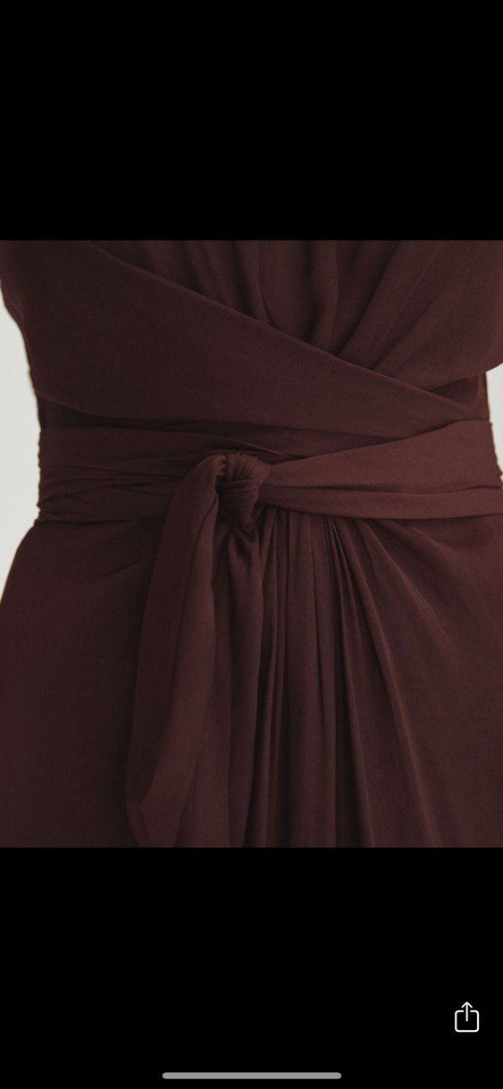Oysho orjinal 
Bordo V Yakalı Uzun Elbise - Görsel 4