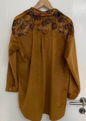 American Vintage kahverengi kadife vintage kadın gömlek