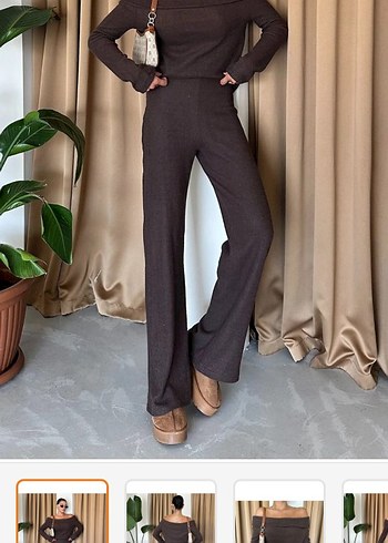 Kahverengi Örme Kadın Takım - Görsel 4