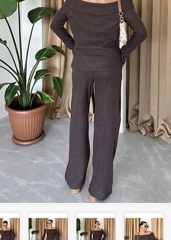 Kahverengi Örme Kadın Takım - Görsel 2