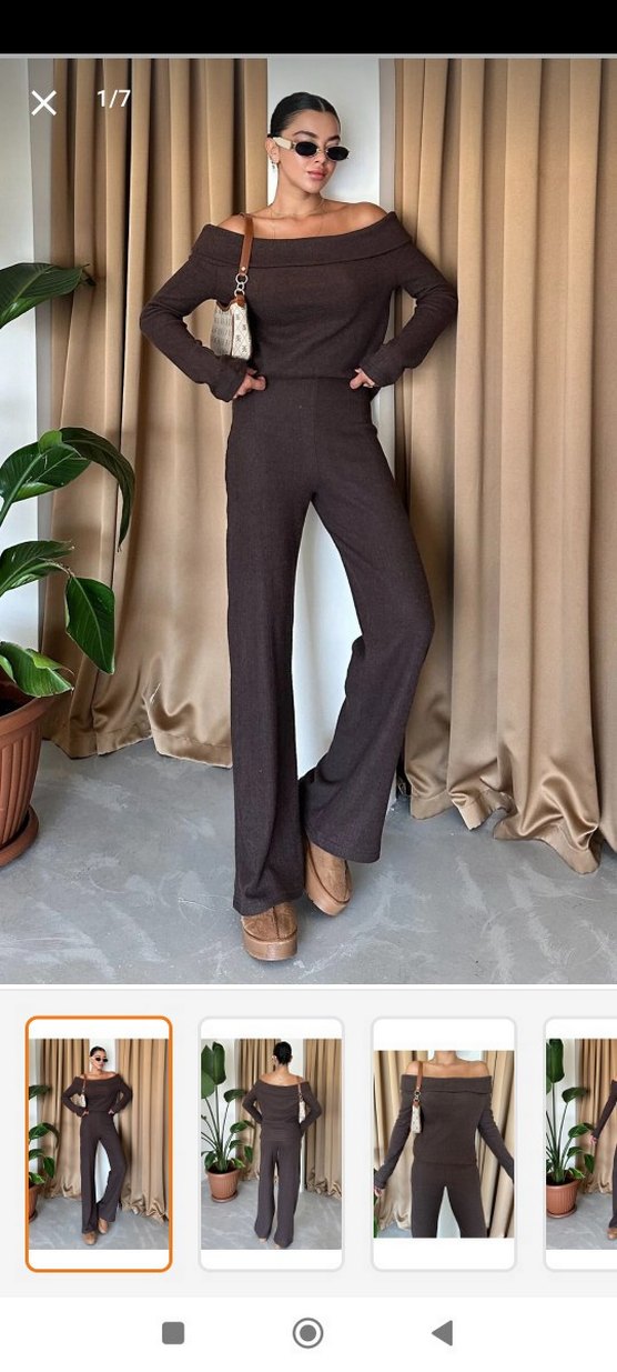 Kahverengi Örme Kadın Takım - Görsel 4