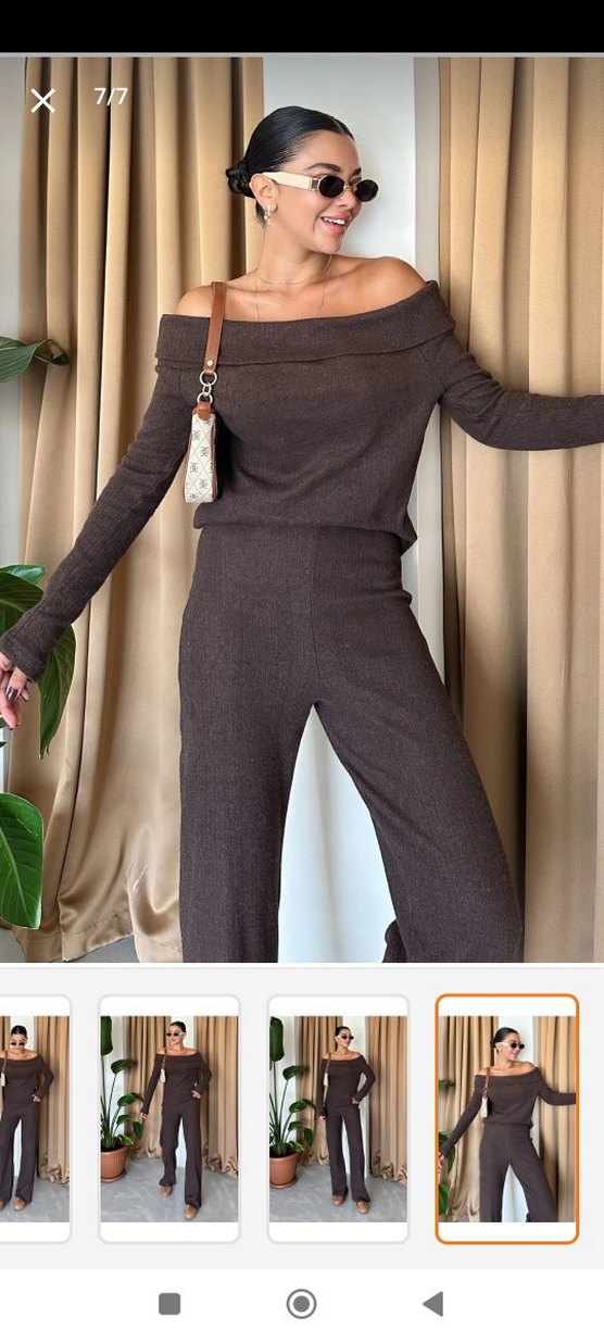 Kahverengi Örme Kadın Takım - Görsel 3