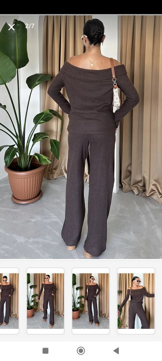 Kahverengi Örme Kadın Takım - Görsel 2