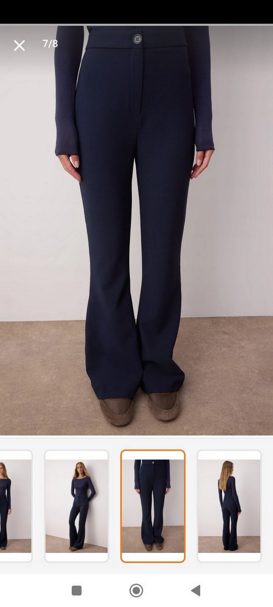 Lacivert Kadın Kumaş Pantolon Midi Boy - Görsel 4