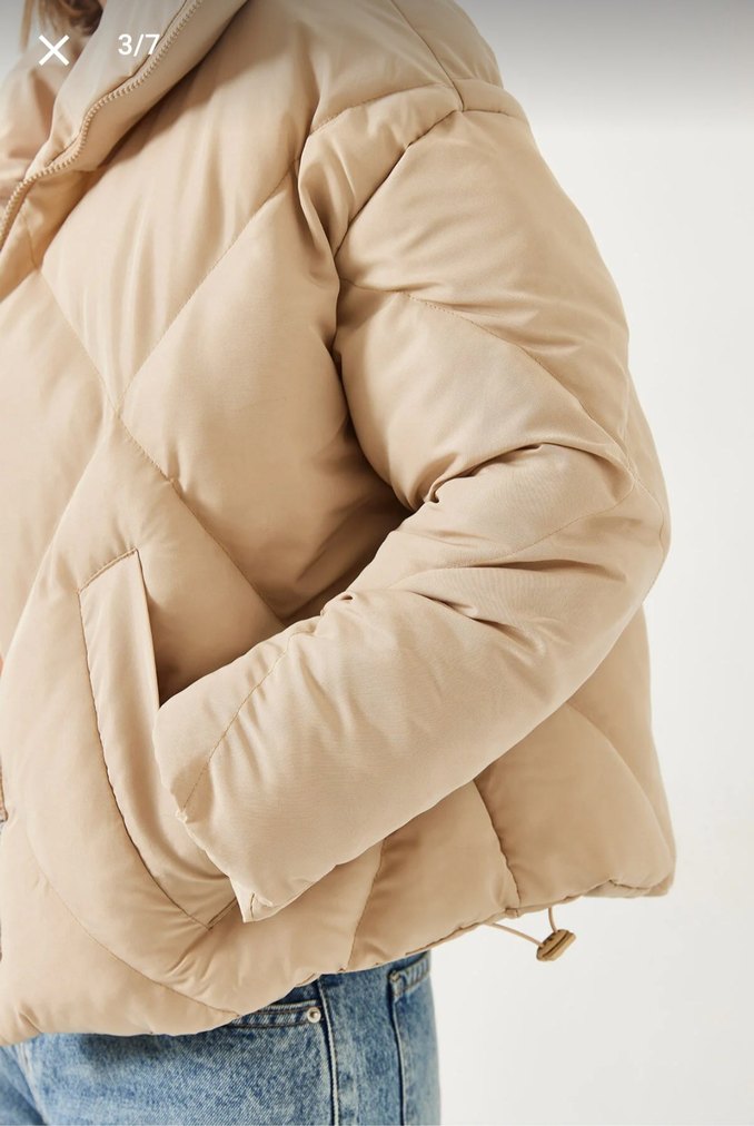 Kürklü Bej Kadın Midi Mont - Görsel 3