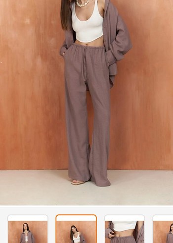 lila gömlek pantolon takım - Görsel 2