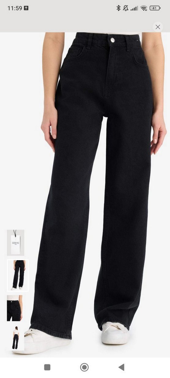 Kadın Regular Fit Siyah Kot Pantolon - Görsel 4