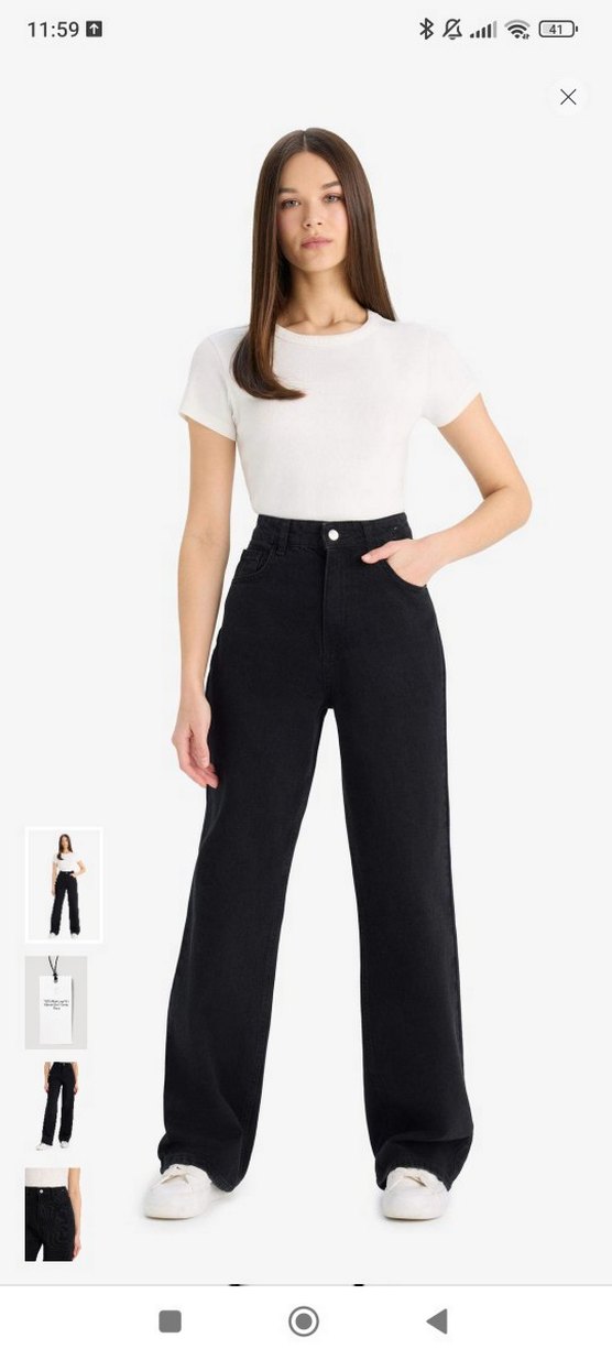 Kadın Regular Fit Siyah Kot Pantolon - Görsel 2