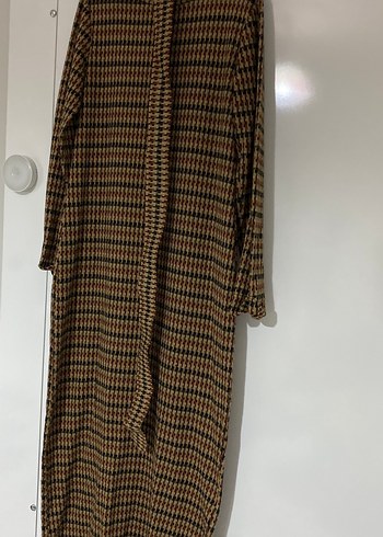 Uzun Kollu Kahverengi Örme Elbise S,M - Görsel 2