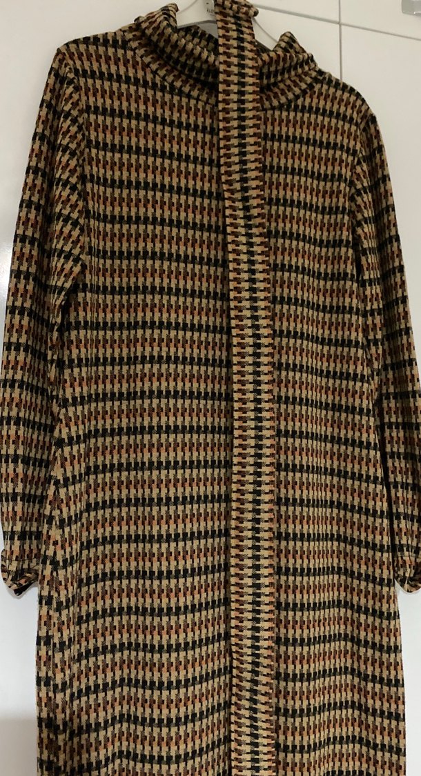 Uzun Kollu Kahverengi Örme Elbise S,M - Görsel 3