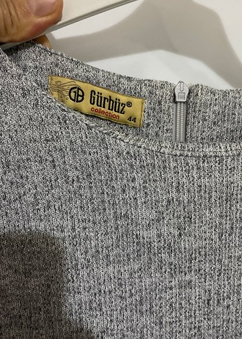 Uzun Kollu Gri Piliseli Kadın Elbise S,M - Görsel 4