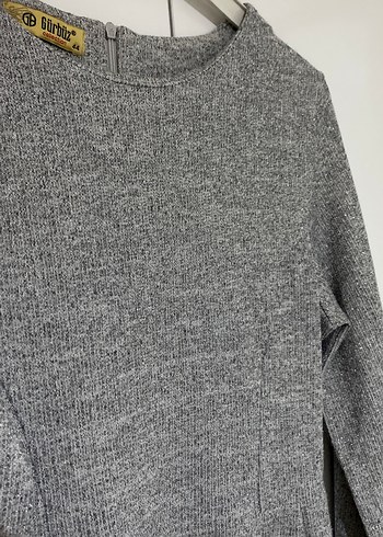 Uzun Kollu Gri Piliseli Kadın Elbise S,M - Görsel 5