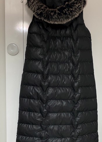 Kürk Detaylı Siyah Uzun Kadın Yelek - Görsel 3