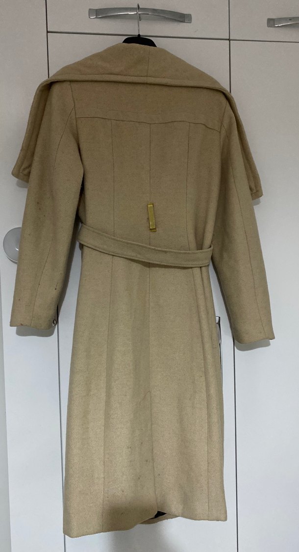 Bej Uzun Süe Kadın Kemerli Kaban kuru temizleme yapılması gereki - Görsel 4