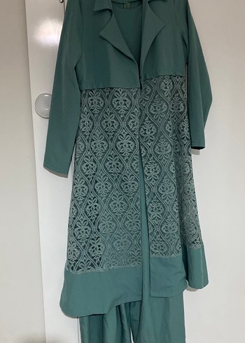 Dantel Detaylı Yeşil Tulum Takımı - Görsel 6