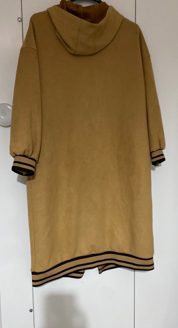 Bej Süet Uzun Kadın Ceket - Görsel 3