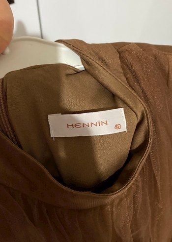 Kahverengi Uzun Drapeli Vintage Abiye Elbise - Görsel 4