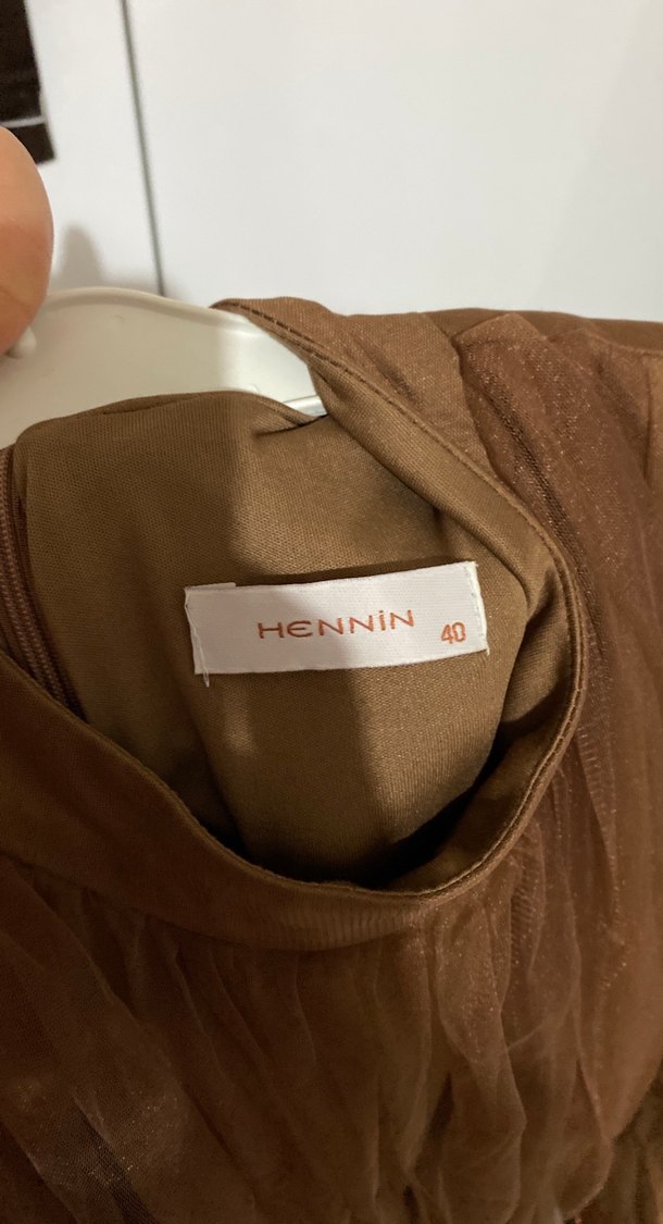 Kahverengi Uzun Drapeli Vintage Abiye Elbise - Görsel 4