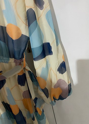 Kadın Çok Renkli Piliseli Uzun Elbise - Görsel 5