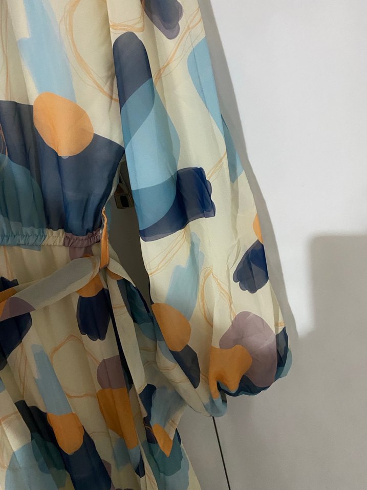 Kadın Çok Renkli Piliseli Uzun Elbise - Görsel 5