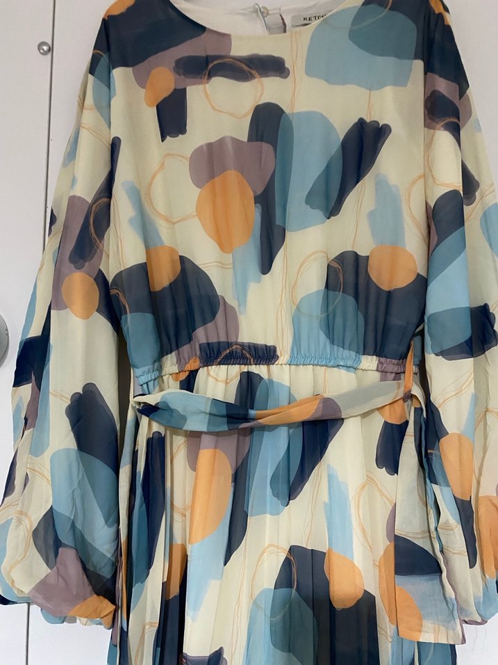 Kadın Çok Renkli Piliseli Uzun Elbise - Görsel 3