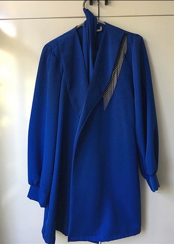 Mavi Uzun Kadın Takım Elbise - Görsel 2