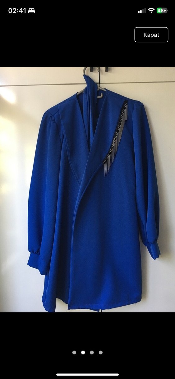 Mavi Uzun Kadın Takım Elbise - Görsel 2