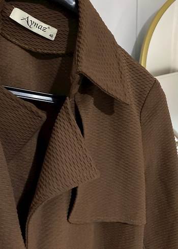 Kadın Kahverengi Uzun Trench Coat - Görsel 4
