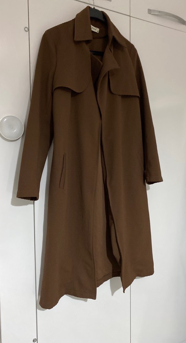 Kadın Kahverengi Uzun Trench Coat - Görsel 2
